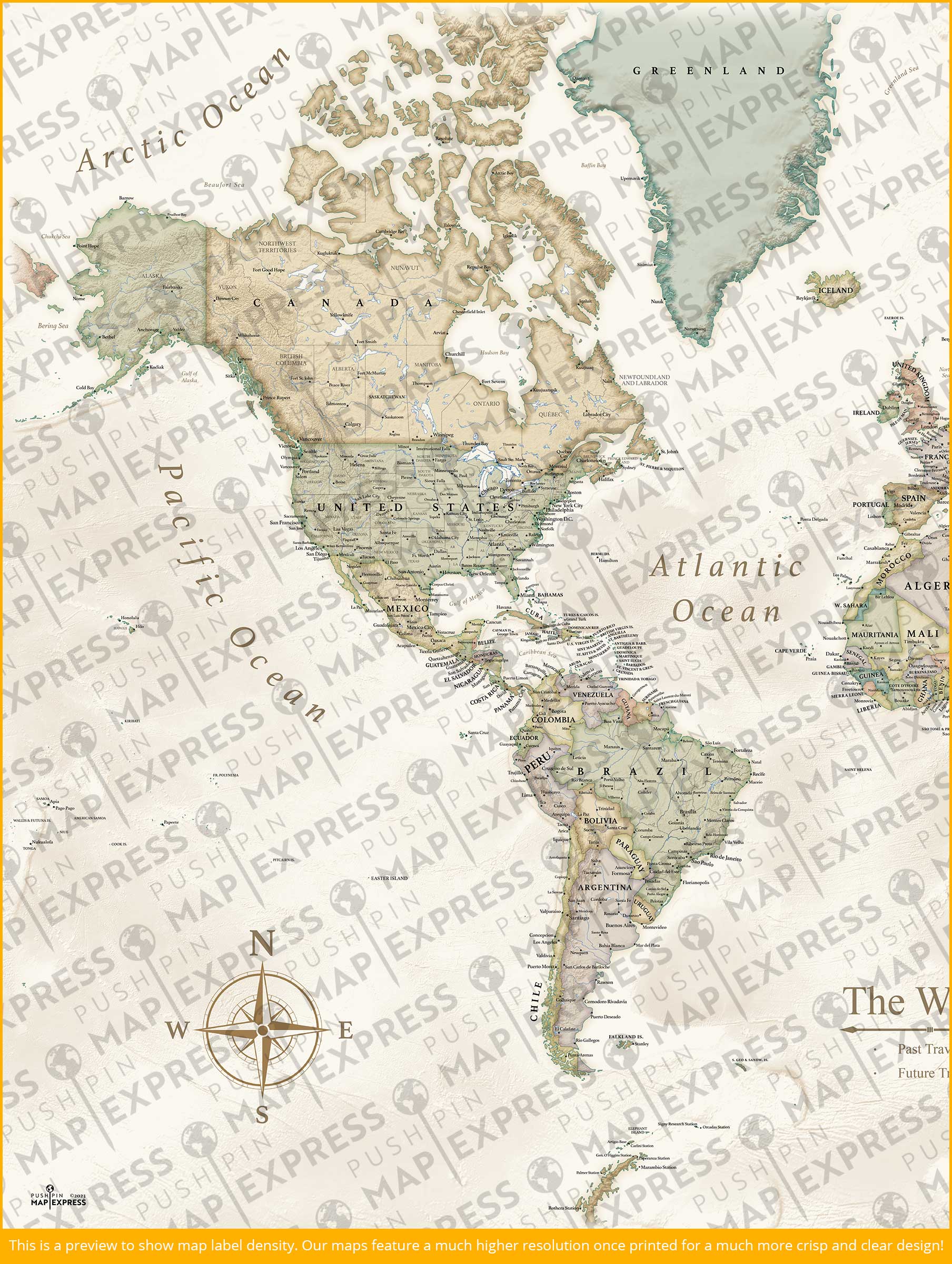 The Trailblazer World Push Pin Travel Map