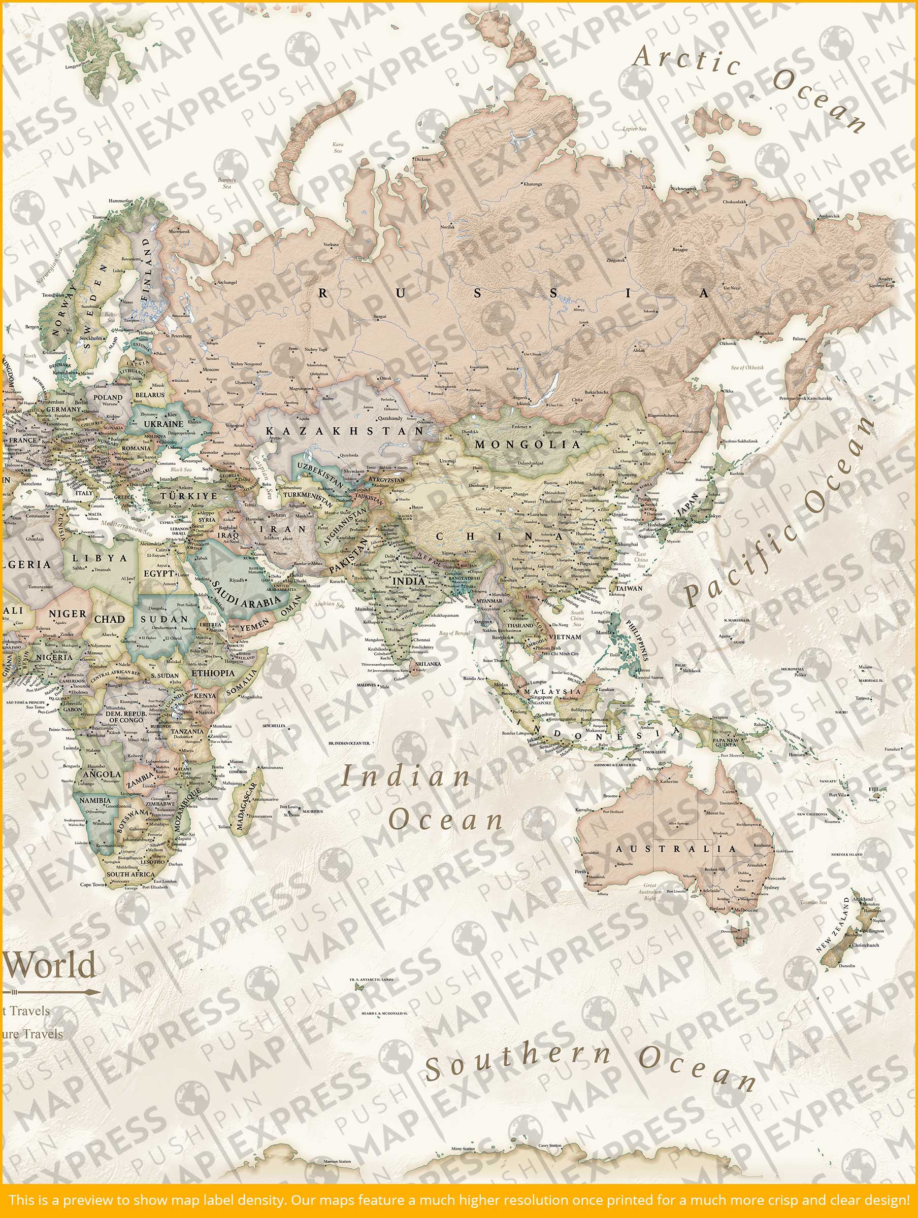 The Trailblazer World Push Pin Travel Map