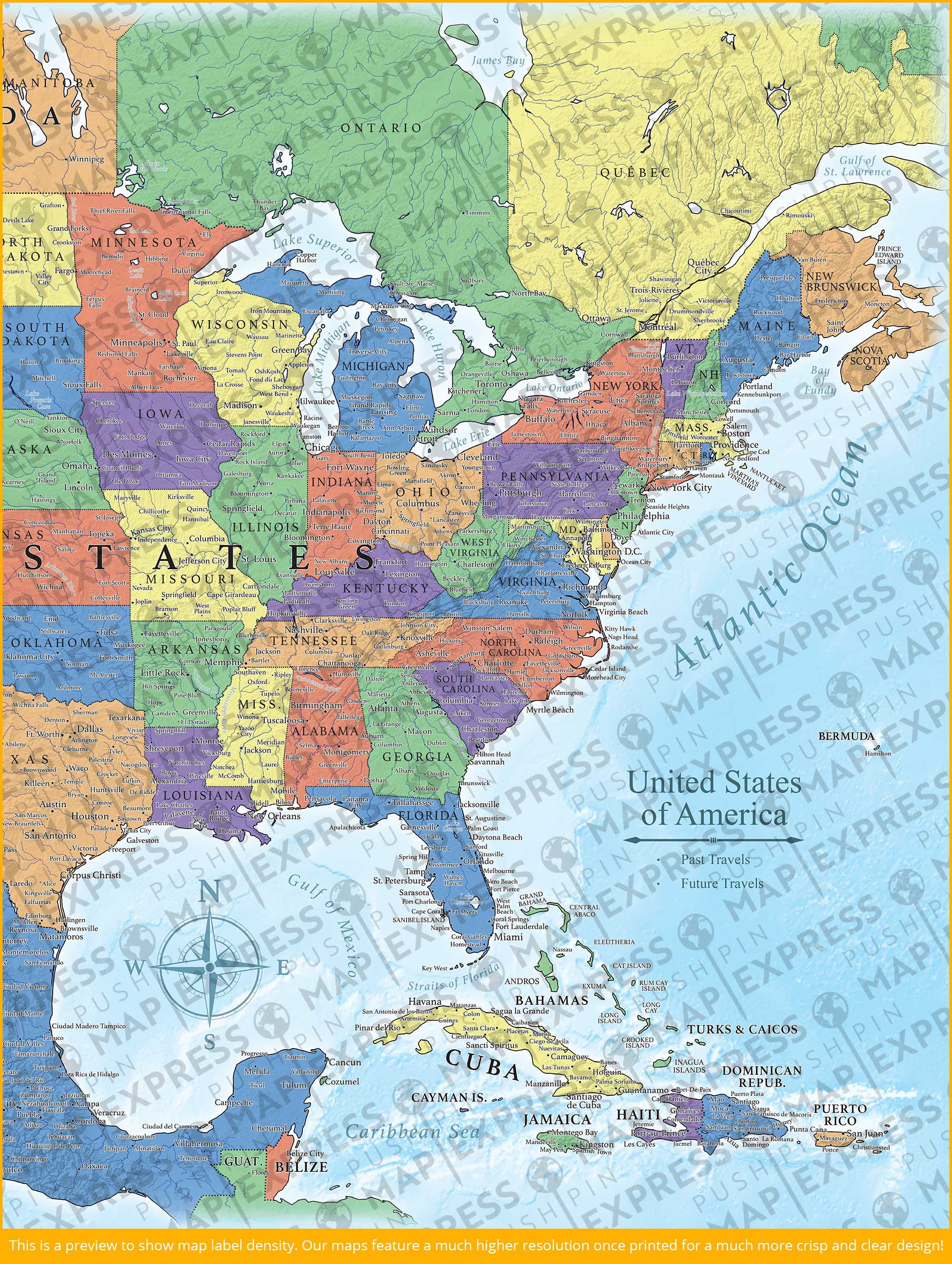The Wanderer USA Push Pin Travel Map