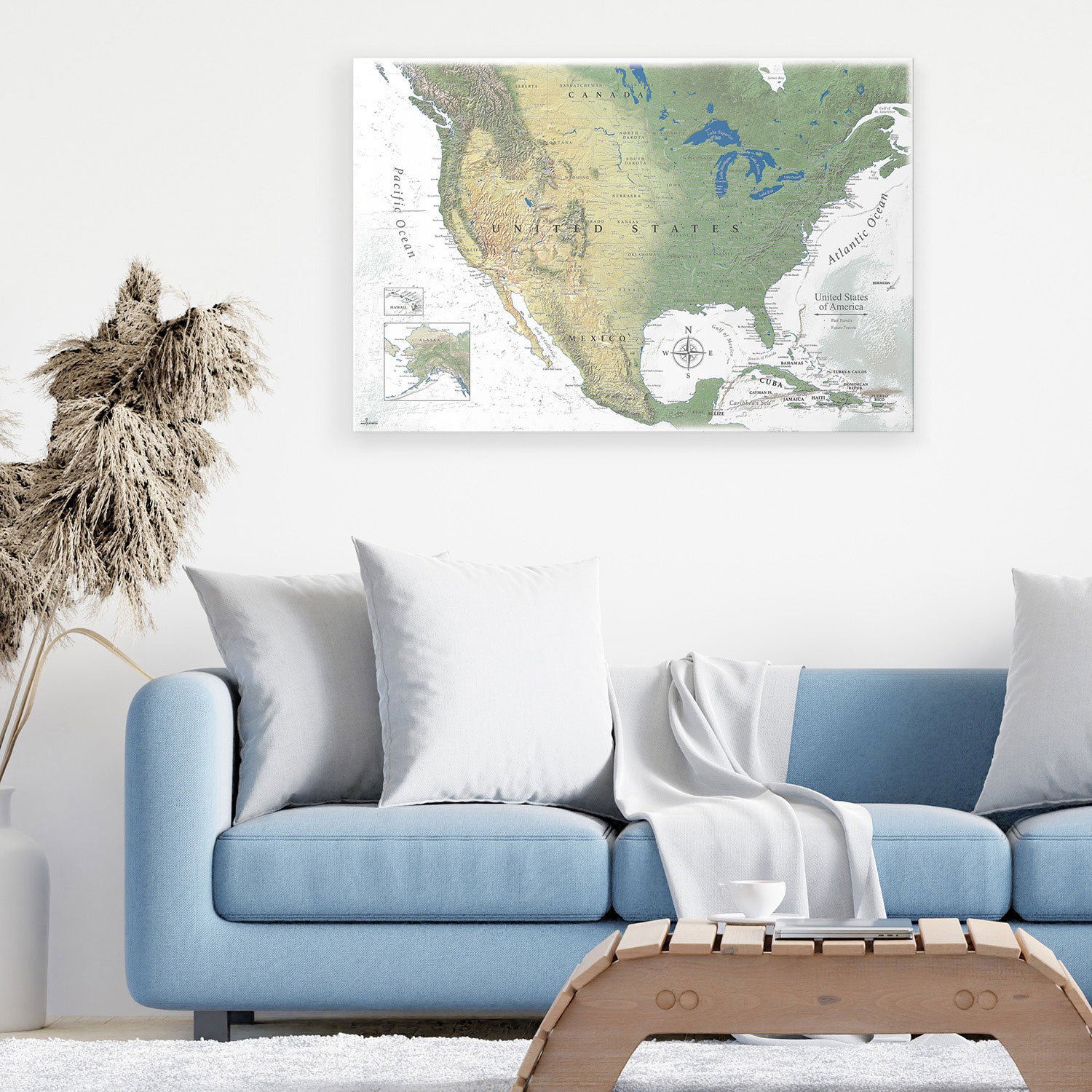 Canvas World Map with Push Pins, Lifetime Warranty